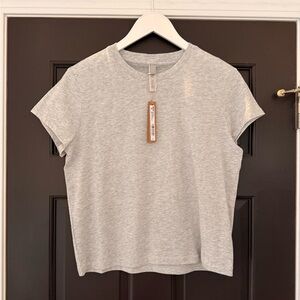 SKIMS Shrunken T-Shirt Relaxed Tees Light Heathered Grey L Large Short Sleeve